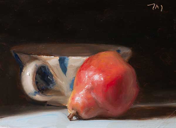 daily painting titled Pear and cup