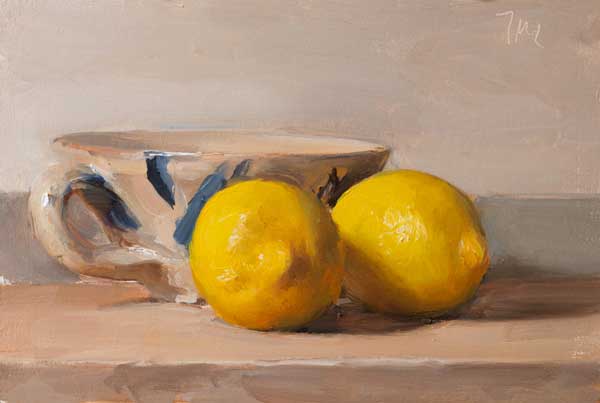 daily painting titled Lemons and cup