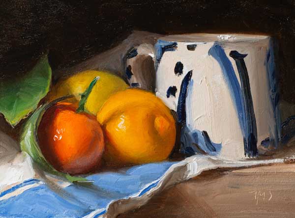 daily painting titled Cup with citrus fruits