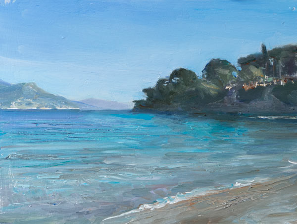 daily painting titled A distant view of Italy from Cap Ferrat