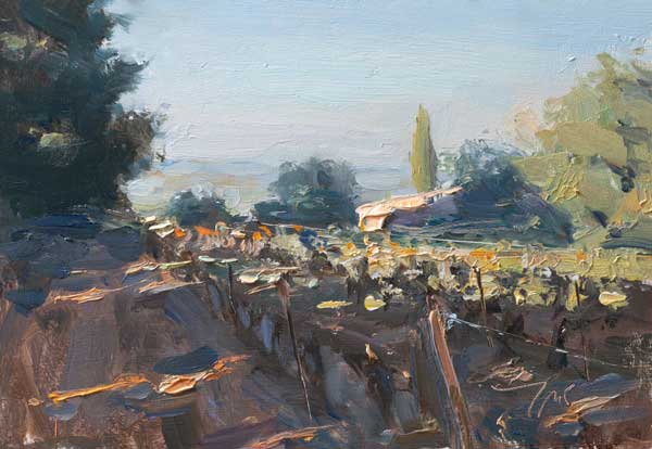 daily painting titled Morning, les Fougassets