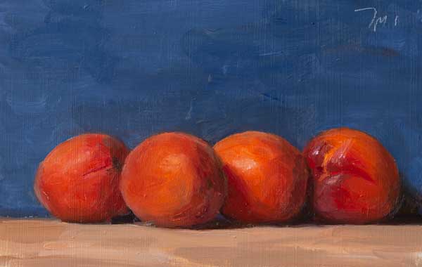daily painting titled Apricots with blue background