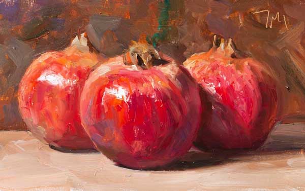 daily painting titled Three Pomegranates