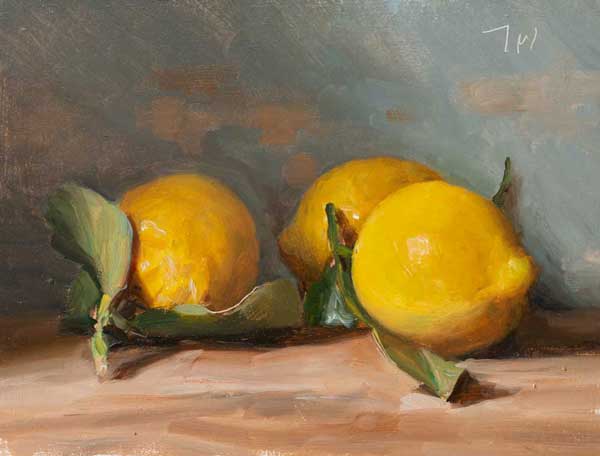 daily painting titled lemons