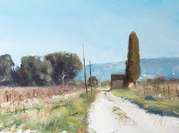 daily painting titled Chemin vers Crillon-le-Brave