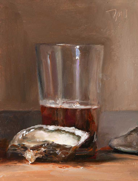 daily painting titled Beer and oysters