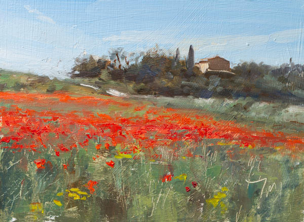 daily painting titled Poppy field near Blauvac
