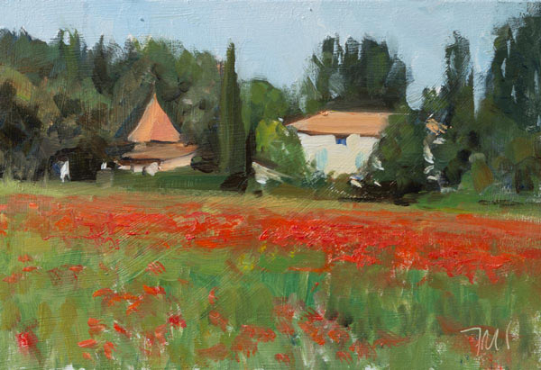daily painting titled Poppy field, Crillon-le-Brave
