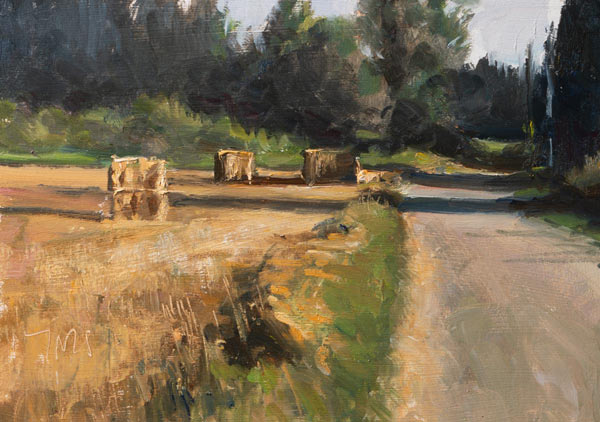 daily painting titled Road with hay bales