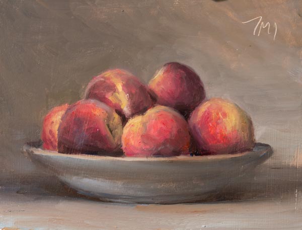 daily painting titled Bowl of peaches