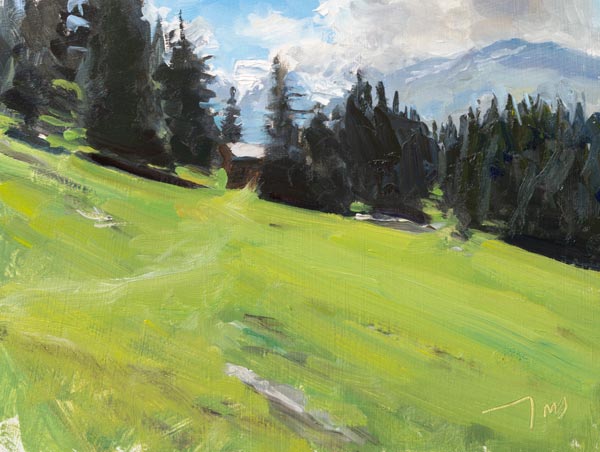 daily painting titled Alpine meadow, Verbier
