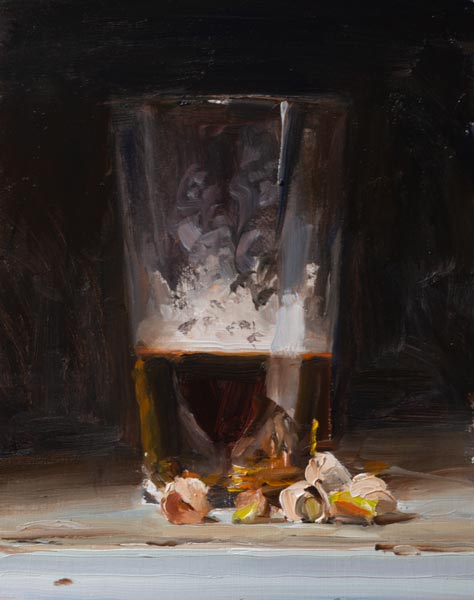daily painting titled Beer and pistachios