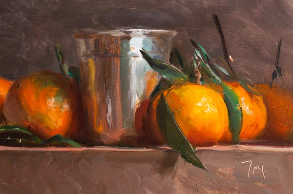 daily painting titled Clementines and silver cup