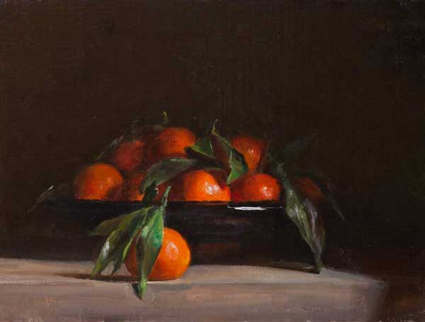 daily painting titled Still life with bowl of clementines