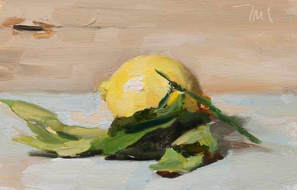 daily painting titled Four lemons