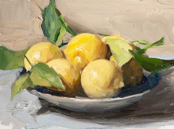 daily painting titled A bowl of lemons