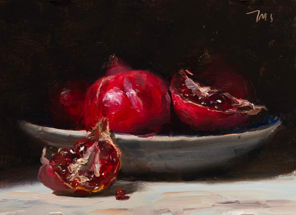 daily painting titled A bowl of pomegranates