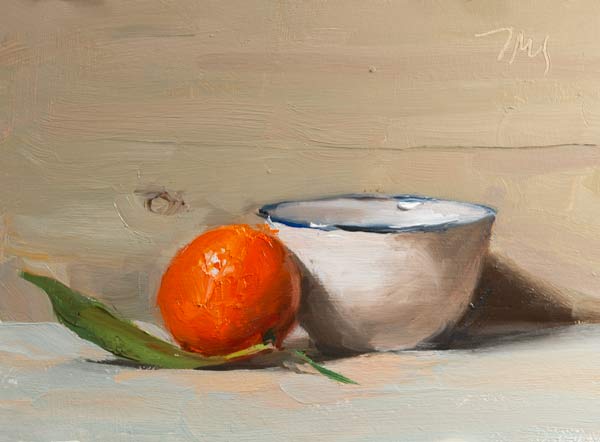 daily painting titled Clementine with white bowl