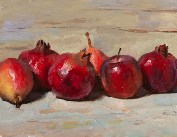 daily painting titled Pears, apples and pomegranates