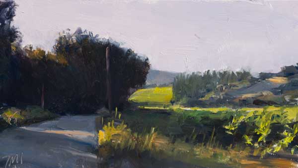 daily painting titled Road to les Couguieux, morning