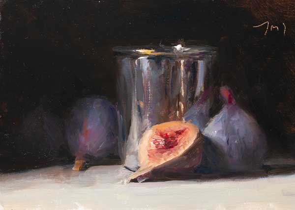 daily painting titled Figs and silver cup