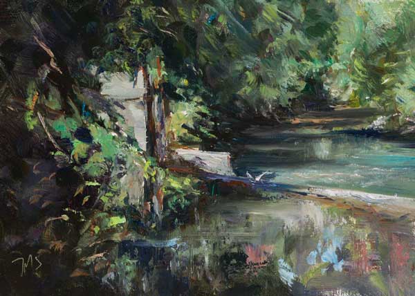 daily painting titled A weir on the Sorgues