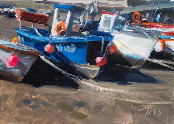 daily painting titled Fishing boats, Porthleven