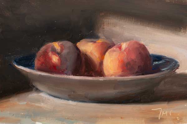 daily painting titled A bowl of peaches