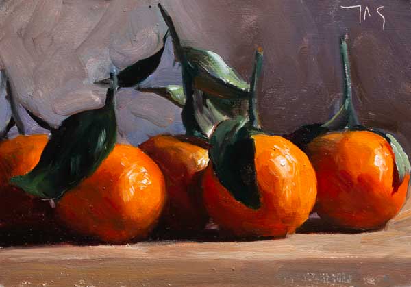 daily painting titled New season's clementines