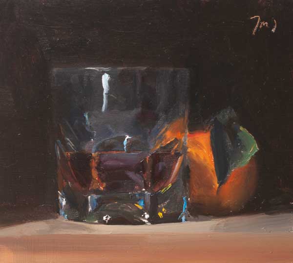 daily painting titled whisky and clementine