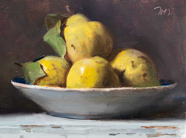 daily painting titled A bowl of quinces