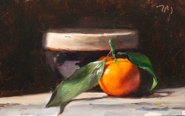 daily painting titled Clementine and bowl