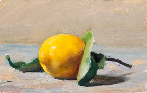 daily painting titled Four lemon paintings
