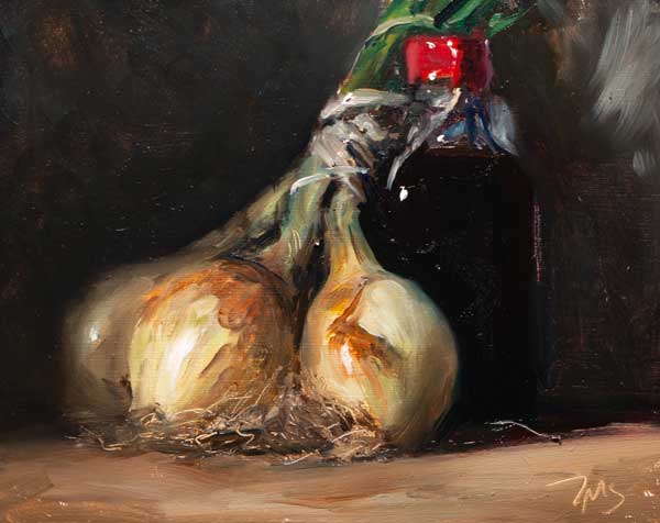 daily painting titled Sweet onions and balsamic
