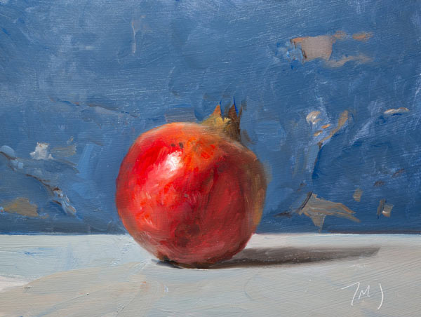 daily painting titled Pomegranate with blue background