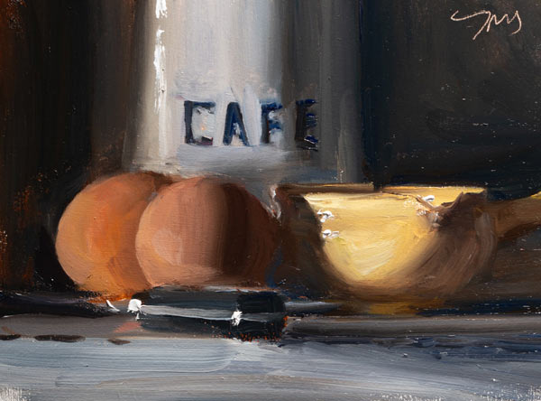 daily painting titled Coffee and eggs