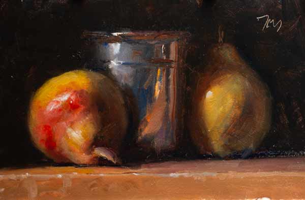 daily painting titled Pears and silver cup