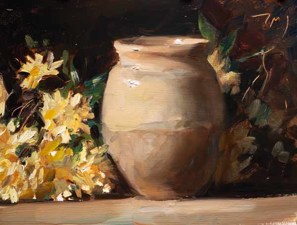 daily painting titled Still life with Lady bank's roses