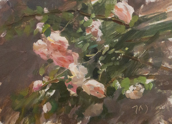 daily painting titled Roses in the rain
