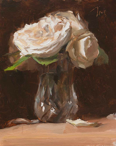 daily painting titled Roses in a vase