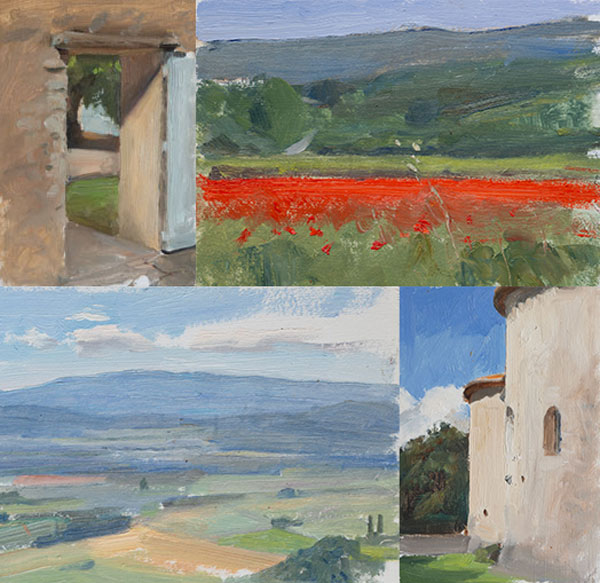 daily painting titled Demos from May workshops