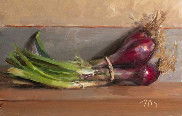 daily painting titled Spring onions