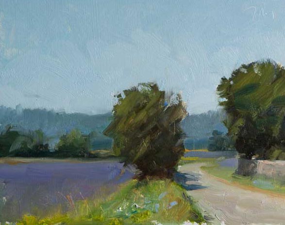 daily painting titled Road through lavender fields