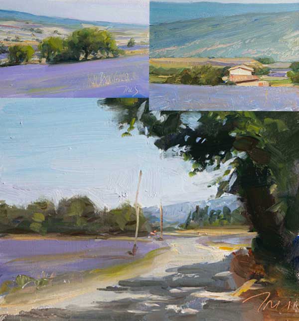 daily painting titled Three lavender paintings