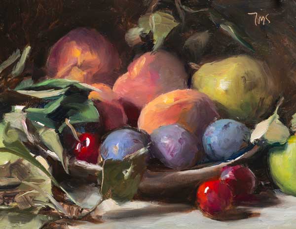 daily painting titled Still life with summer fruits