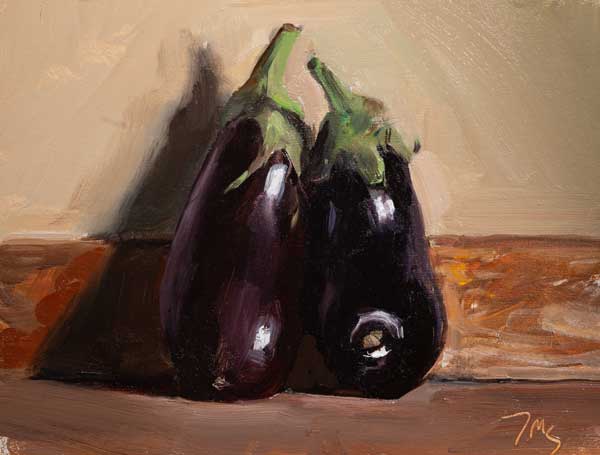 daily painting titled Aubergines