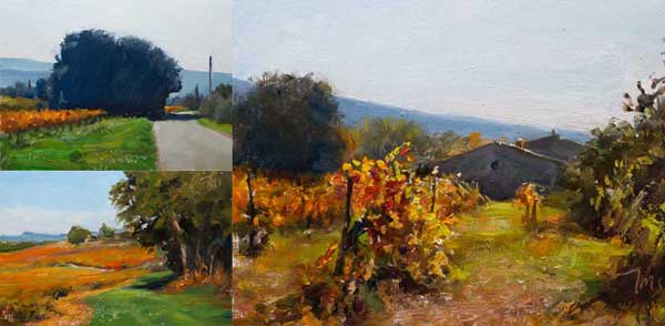 daily painting titled Three autumn landscapes