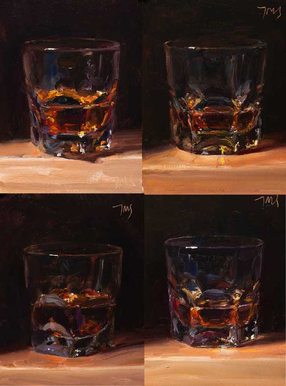 daily painting titled Four whiskies