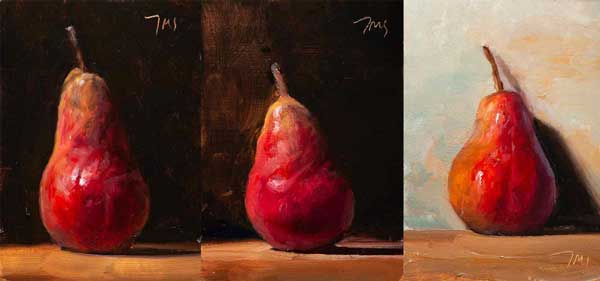 daily painting titled Three Pear paintings