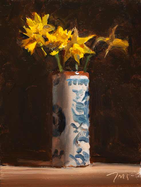 daily painting titled Jonquils in a Chinese vase